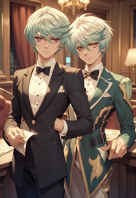 score_9_up, score_8_up, score_7_up, source_anime, extreamly detailed, 1boy, Mikleo (Tales of Zestiria), Tuxedo