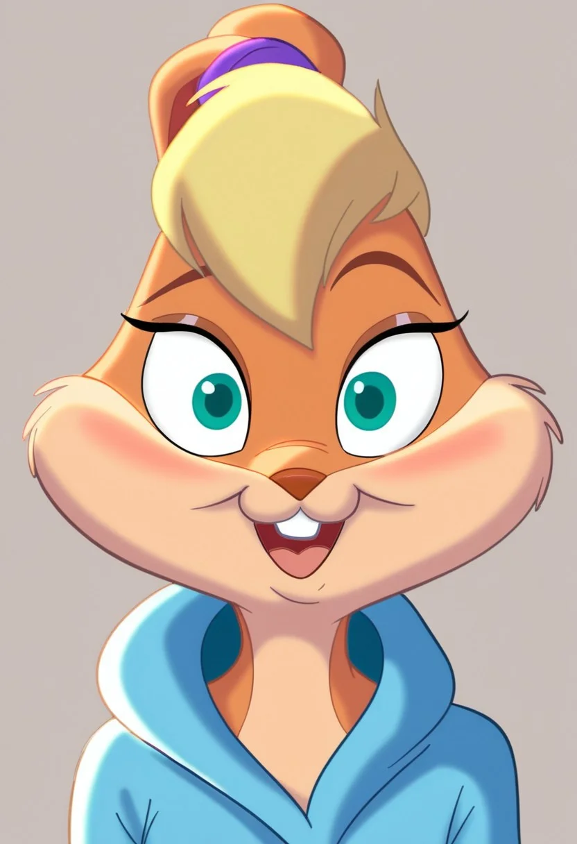 score_7_up, score_8_up, score_9, masterpiece, high quality,
LolaBunnySJ2, furry, cartoon, anthro rabbit, looney tunes style, female, solo, 1girl,
blond hair, beige body, green eyes, purple hairband,
light blue hoodie,
smiling, looking at viewer, wide eyes, mouth open,
headshot, head view, facing left,