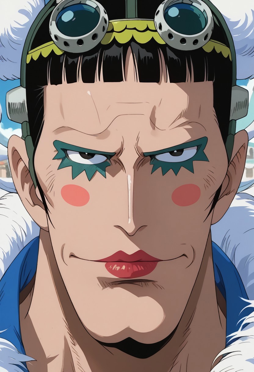 score_9, score_8_up, score_7_up, source_anime, rating_safe, BonOP, black_Bon_hair, Bon_makeup, black eyes, 1boy, male focus, anime screencap, Bon_swans, Bon_goggles on head, white_Bon_hair buns, yellow green_Bon_circlet,