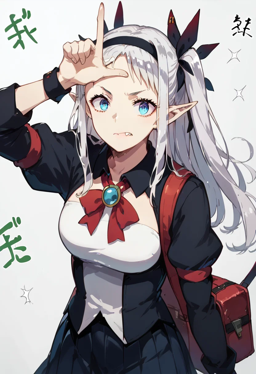 score_9, score_8_up, score_7_up, <lora:r0r0sh1:1> r0r0sh1,1girl,0utf1t1,skirt, <lora:LoserGesturePonyXL:1> loser gesture,hand on forehead,raised index finger,dynamic angle,