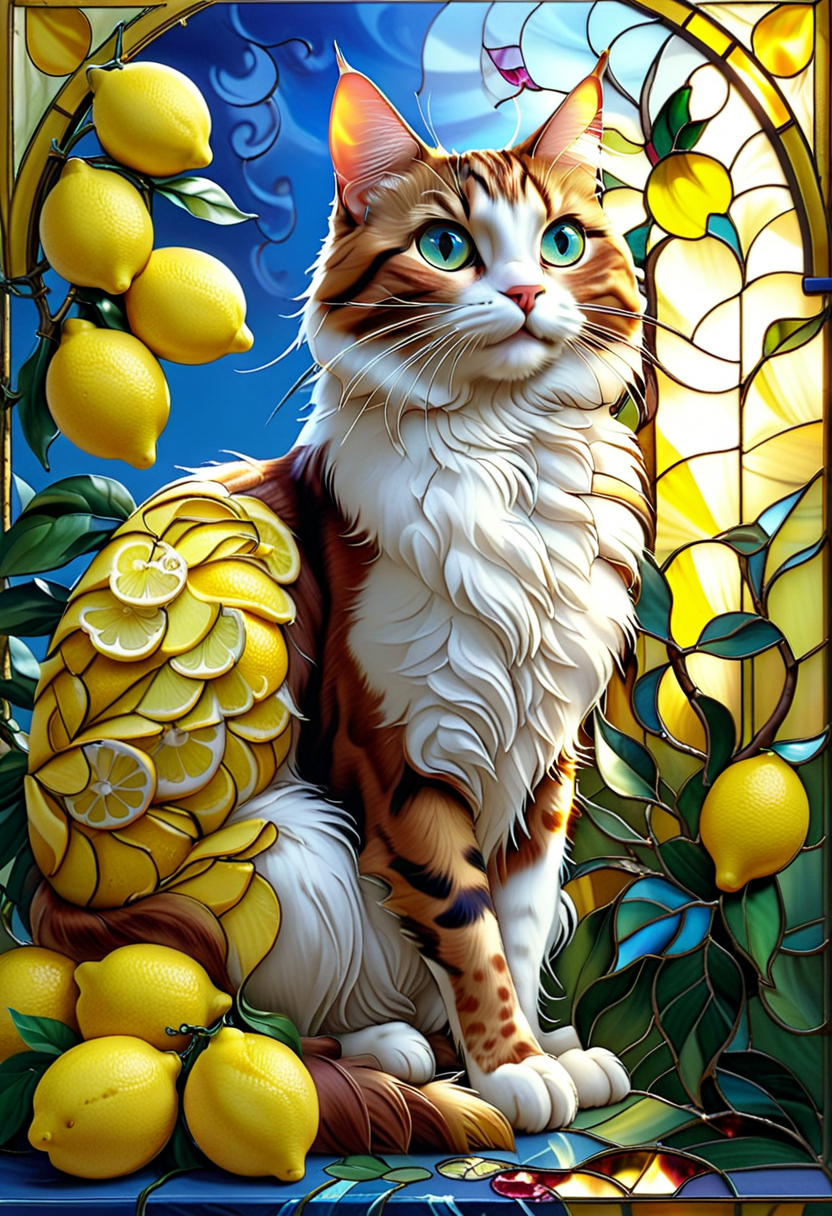 <lora:When_Life_Gives_You_Lemons: 0.6> wl_lemons, Masterpiece,top quality,absurd,
A masterpiece, the highest quality, absurd,no humans,
so attractive that you want to have sex just by looking at it, refreshing and sweet, stained glass of lemon trees, <lora:TQ_-_Stained_Glass_XL:0.8>