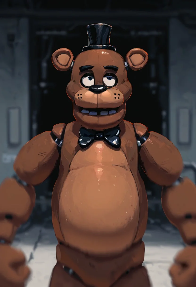 masterpiece, best quality, amazing quality, very aesthetic, absurdres, newest, , detailed background,
movie scene, cinematic scene, cinematic, foreground blur, depth of field,
klskx
freddy, black bowtie, black hat, brown skin, bear ears, animatronic,