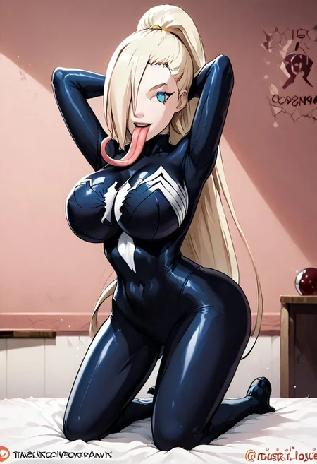score_9, score_8_up, score_7_up, score_6_up, source_anime,rating_explecit,anime coloring, 1girl , details, <lora:Expressive_H:1> <lora:She Venom LoCon:1> she venom, black detailed, big symbols spider , perfect symbols spider, big logo spider white on suit,<lora:Symbiote:0.6>,large breast,solo, very long hair, long tongue , blonde hair, long hair, ,very long hair , silky hair, hanabi hyuuga, long hair, black hair, ,black suit, venom suit , bodysuit, full black suit, big symbols spider white on suit,stand up, standing up,(hair,long hair,, large breasts,breast implants,perfectly round breasts,adult woman , mature woman , biggest largest,sexy pose, nudes girl, full black bodysuit ,suit full cover body, classroom , broken room , cracked room ,InoShipuuden, 1girl, solo, blonde hair, high ponytail, hair over one eye, blue eyes,