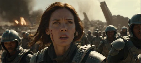 closeup film still cinestill of

Create a powerful and emotive portrait of a woman as she leads a group of human rebels in the fight against the alien invasion. Use advanced photography and image editing techniques to realistically capture her expression and posture, and play with light and shadow to add depth and drama to the image. Incorporate elements of the battlefield, such as debris and destruction, to add context and visual interest to the image. Make sure the image has high resolution and impeccable image quality to ensure a very realistic and dynamic appearance.


epic, cinematic