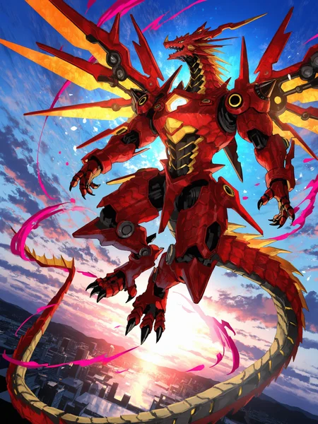 furry male, male focus, bara, mature male, 1boy, solo, dragon, anthro, solo, mecha, robot, robot dragon, energy, detailed background, wallpaper, scenery, 1 tail, dragon boy, energy, dutch angle, digitigrade, floating,
BREAK (hominamia, (fuzichoco:0.8), shigure ui:0.8),
BREAK masterpiece, best quality, amazing quality, very aesthetic,highres, absurdres,