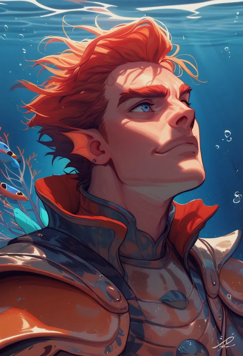 score_9, score_8_up, score_8, score_7_up, score_7, score_6_up, score_6, score_5_up, Score_5, fish, koi fish, fish monster:1.3), (realistic fish, fish), bulging eyes, fish eyes, fish mouth, fins, Atlantean armor, vox machine style, 1boy, male focus, solo, portrait, underwater background, under water shimmering light, fantasy, (dynamic lighting:1.1)
((masterpiece))
