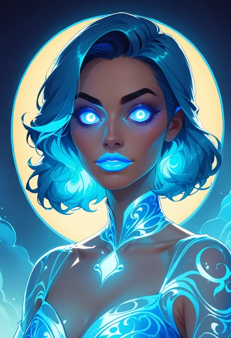 (score_9_up, score_8_up), score_7_up, upper body portrait, 1girl, glowing neon dress, glowing neon lipstick, glowing neon eye shadow, rating_safe, <lora:lukethighwalkerneonponyv4:0.4>
