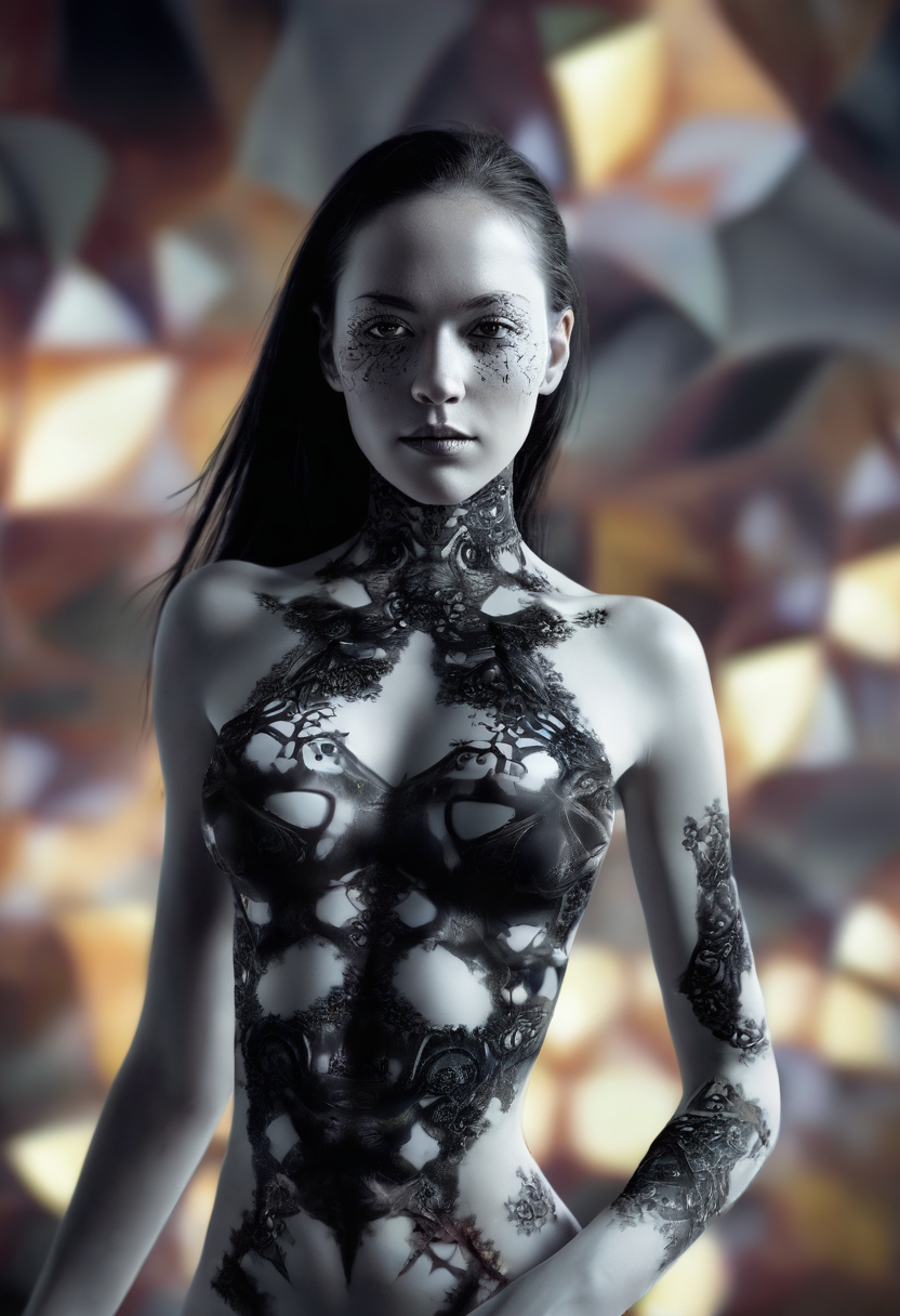 cyborg, woman, kaleidoscope, fractal <lora:sd_xl_offset_example-lora_1.0:-0.35> <lora:Projext_X2:-1.0> <lora:Astigmatism_-0.5b:-0.5>