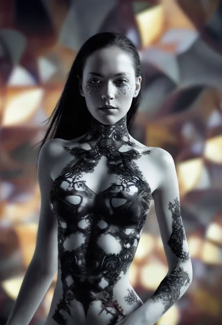 cyborg, woman, kaleidoscope, fractal <lora:sd_xl_offset_example-lora_1.0:-0.35> <lora:Projext_X2:-1.0> <lora:Astigmatism_-0.5b:-0.5>