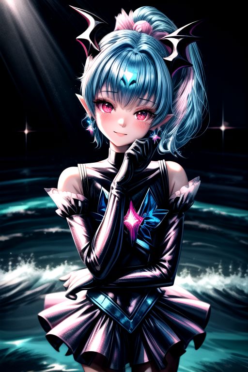 EvlSM, DarkPrecure, Bad_End_Precure, professional image of a cute young woman, (frilly elegant glossy dark holographic dress, crescent brooch, crescent earrings, crescent accessories:1.2),
(blue water dragon horns, blue water dragon tail:1.3), (short hair, side ponytail, hair above cheeks, light blue hair with light pink hairtips, gradient hair, multicolored hair:1.4), red eyes, (small breasts, cute face, innocent, shy, pointy ears:1.1), (sparkles, sparkling clothes, sparkles near eyes:1.3),
(intricate aquatic background, underwater, sparkling water, ocean floor, corral reef, bubbles:1.2), 
(ultra wide angle shot, cinematic style, absurdres, incredibly absurdres, huge filesize, extremely detailed, High quality texture, physically-based rendering, Ray tracing, octane render, sharp focus, (8k), (4k), (Masterpiece), (Best Quality), extremely detailed, intricate, hyper detailed, illustration, soft lighting, high resolution, sharp detail,)