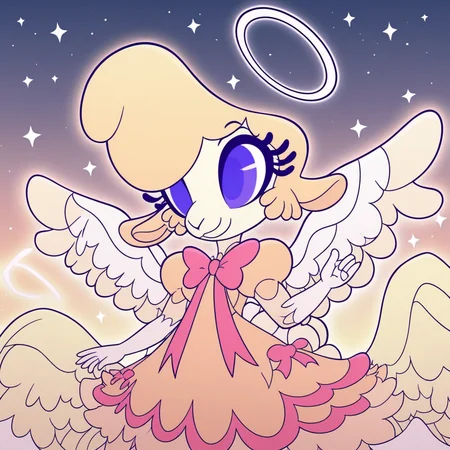 dress, furry female, angel, smile, wings, 1girl, gloves, halo