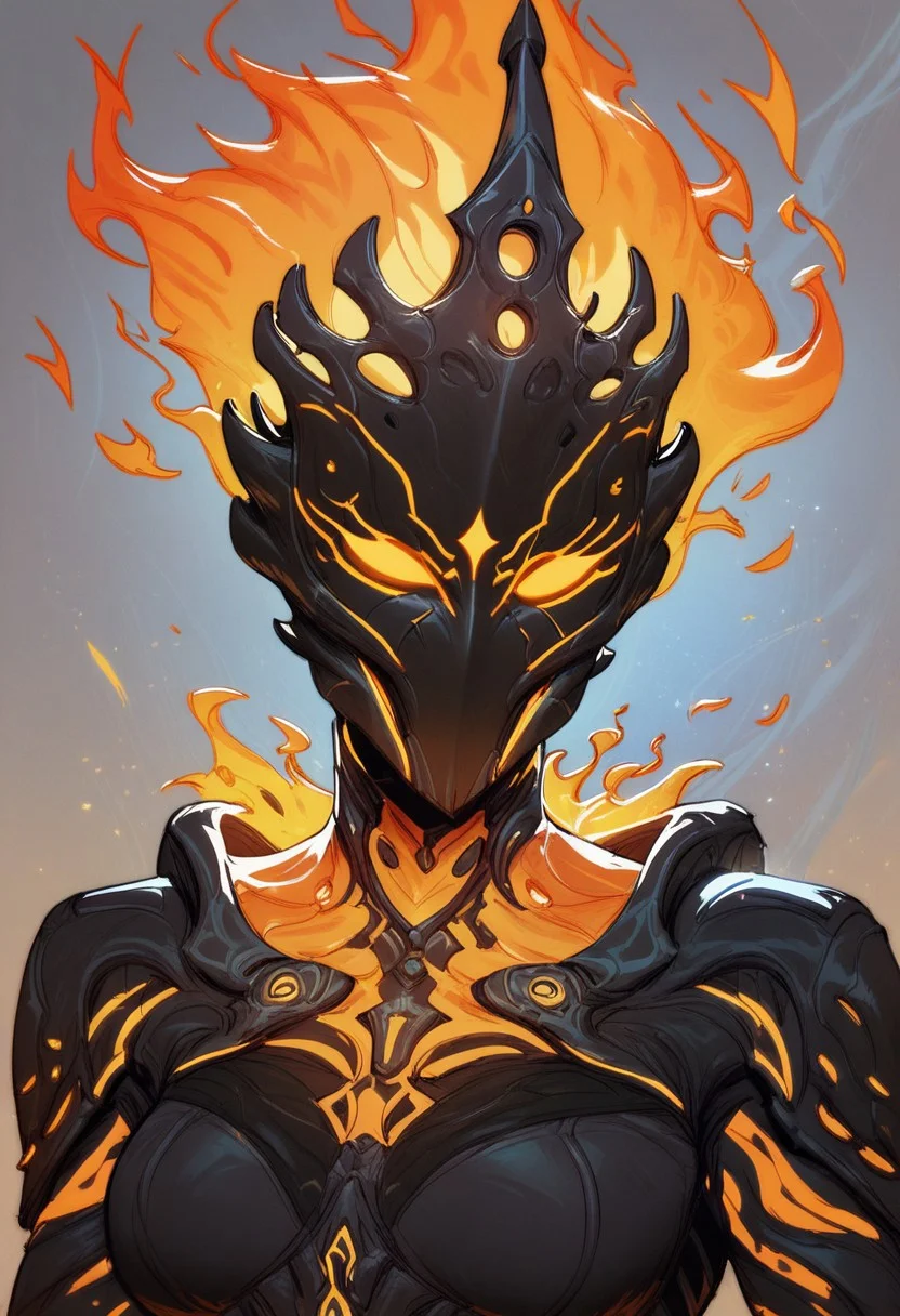 score_9, score_8_up, score_8, score_7_up, score_7, score_6_up, score_6, score_5_up, Score_5, 1girl, Hember, warframe, robot, fiery body, fiery hair, molten rock, multicolored body, black body, orange body, faceless, no mouth, ornamented helmet, mask, bulky, strong, blue flame, vox machine style, 1boy, male focus, solo, portrait, hell background, fantasy, (dynamic lighting:1.1)
((masterpiece))
