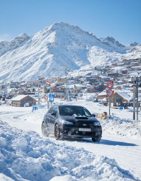 <lora:City_Worlds_01_v1_Roads_flux:1> citybkg, signs, car, mountain, town, snow