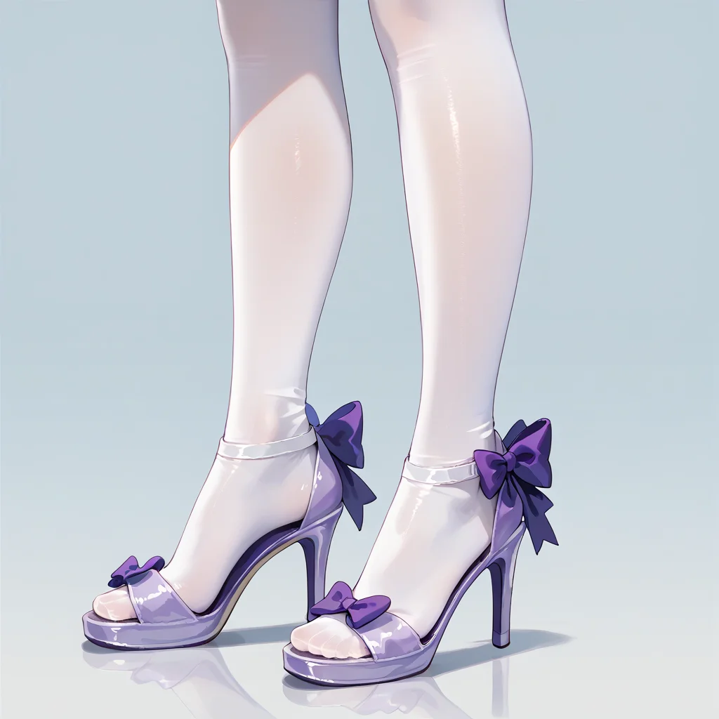 score_9, score_8_up, anime source, simple background,
1girl, solo, lower body,
toelessfootwear, feet, white legwear, purple sandals, high heels, bow,
<lora:toeless_footwear_pony_v1:0.5>