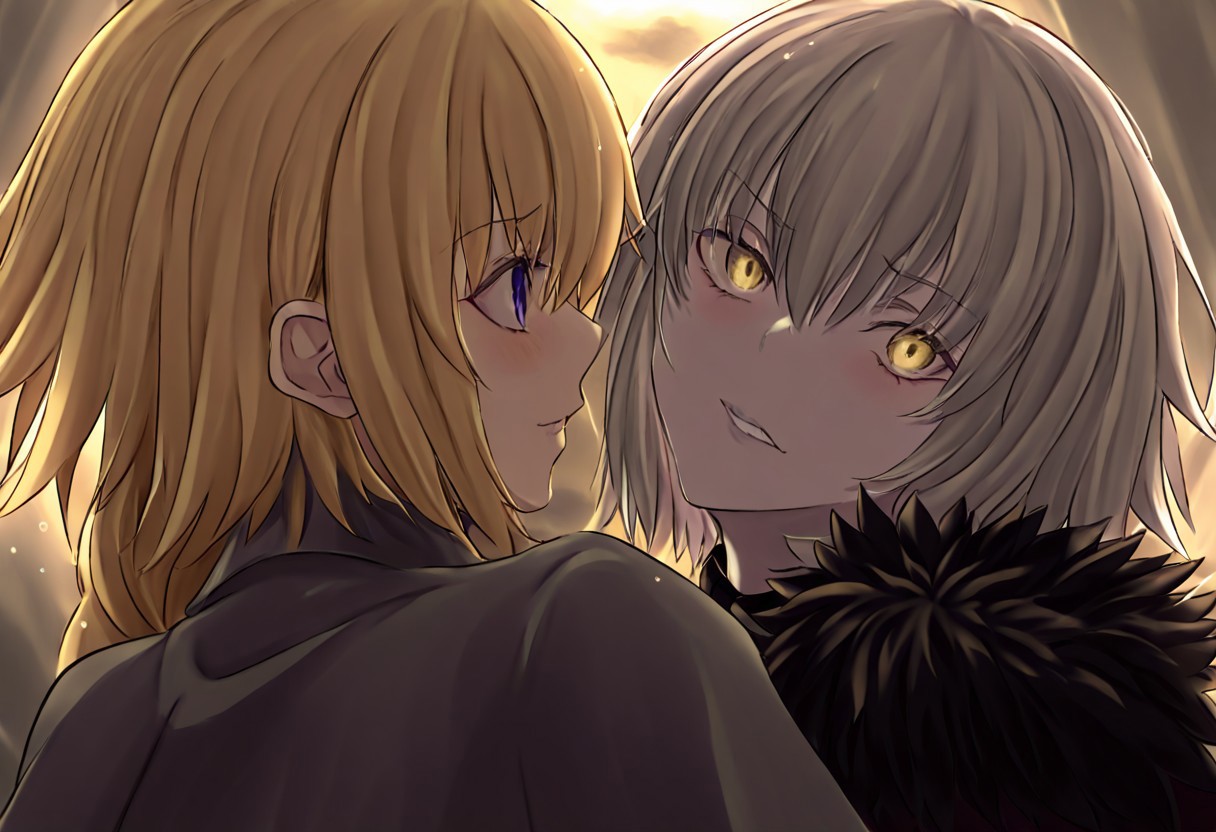 score_9, score_8_up, score_7_up, score_6_up, score_5_up, score_4_up, source_anime, 2girls, 
jeanne d'arc \(fate\), jeanne d'arc alter \(fate\), 
masterpiece, best quality, very aesthetic, absurdres,
