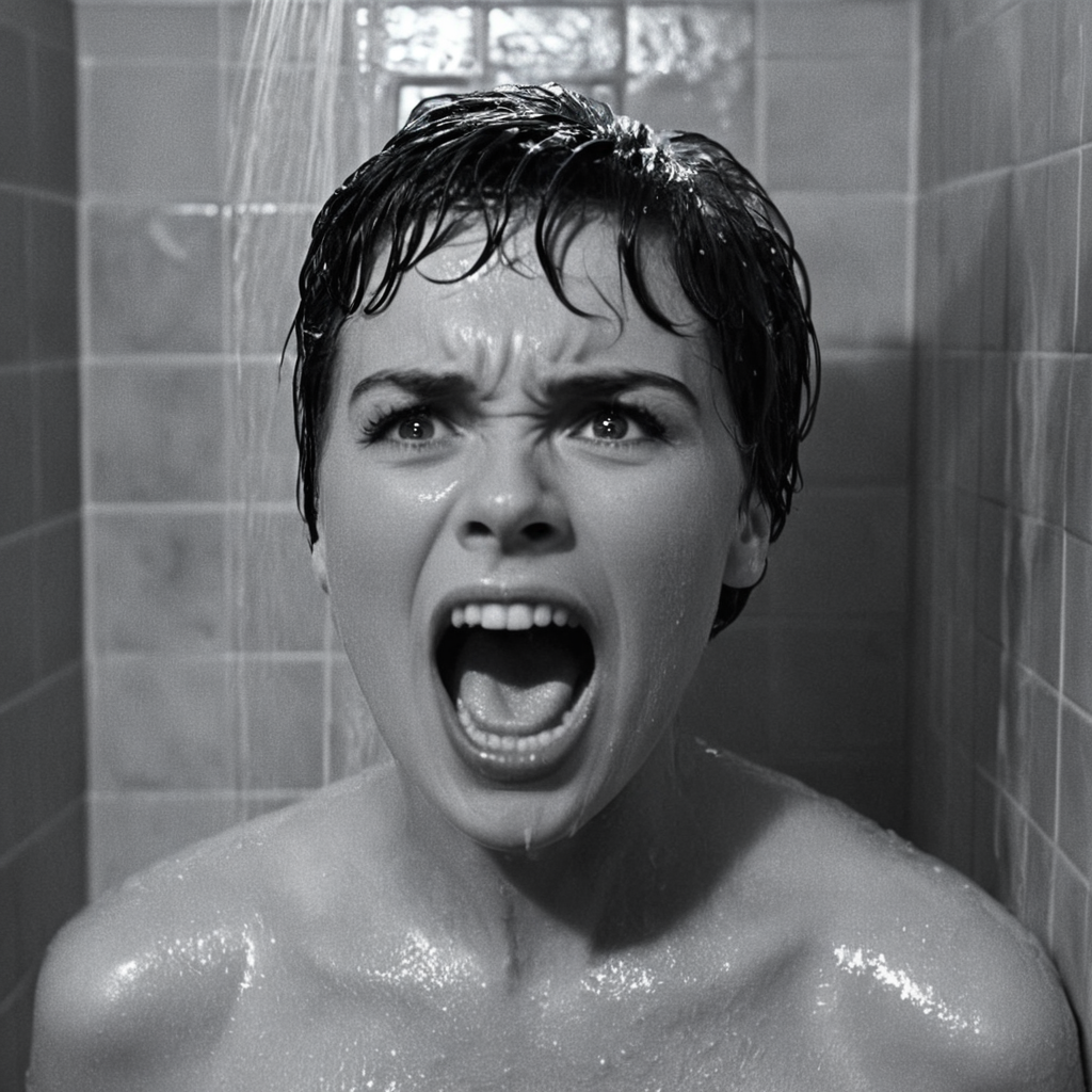 cinematic film still of  <lora:1960's style:1>
In the 1960's a screaming wet woman with mouth open in a shower,solo,short hair,open mouth,1boy,monochrome,greyscale,male focus,teeth,parody,portrait,realistic,tiles,horror (theme) ,realistic,realism, detailed, perfection,perfect,filmic,retro,vintage,classic,different haircut,different look,different style,1960's style , 1960 style, shallow depth of field, vignette, highly detailed, high budget, bokeh, cinemascope, moody, epic, gorgeous, film grain, grainy
