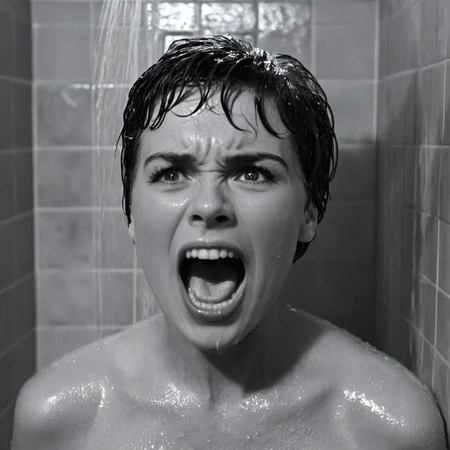 cinematic film still of <lora:1960's style:1>
In the 1960's a screaming wet woman with mouth open in a shower,solo,short hair,open mouth,1boy,monochrome,greyscale,male focus,teeth,parody,portrait,realistic,tiles,horror (theme) ,realistic,realism, detailed, perfection,perfect,filmic,retro,vintage,classic,different haircut,different look,different style,1960's style , 1960 style, shallow depth of field, vignette, highly detailed, high budget, bokeh, cinemascope, moody, epic, gorgeous, film grain, grainy