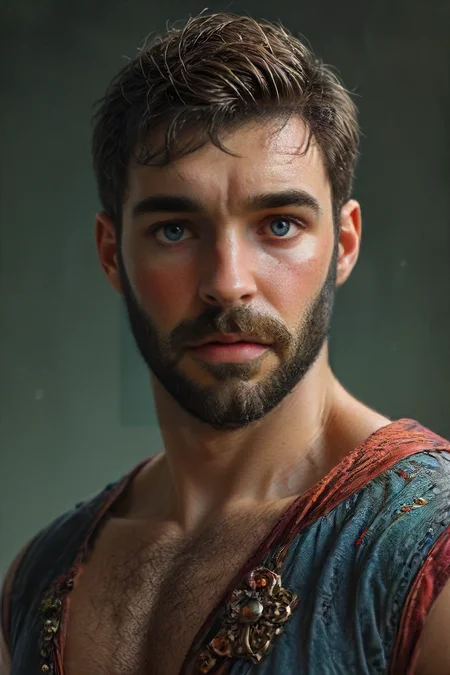 <lora:dg_DougXL:1.2> dg_DougXL is a caucasian man with a beard and short hair, D&D style portrait, fantasy, digital art, muscular doug, Standing, detailed face, <lora:!action-sdxl-V0.5:1> zdyna_pose, dynamic action, beautiful detailed, surreal, beautiful, extremely rich detail, exquisite color, magic atmosphere, cinematic light, BREAK
Hyper-realistic, 16k resolution, intricate details.
(masterpiece, award winning artwork)
many details, extreme detailed, full of details,
Wide range of colors, high Dynamic Range
<lora:xl_more_art-full_v1:0.285>
<lora:zavy-bcklt-sdxl:0.25> zavy-bcklt
<lora:RMSDXL_Creative:0.24>
<lora:add-detail-xl:1>
<lora:MJ52:0.285>