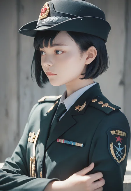 score_9,score_8_up,score_7_up, 2D,
1girl, solo, PLA_female_hat, short hair, black hair,upper body, expressionless,
<lora:ç¢§èæ¢¦å¹» PSXL å°é©¬é£æ ¼:0.5>, <lora:Vixon's Pony Styles漫ç»ä¼å:0.6>, <lora:PLAuniformXLæµè¯:0.8>