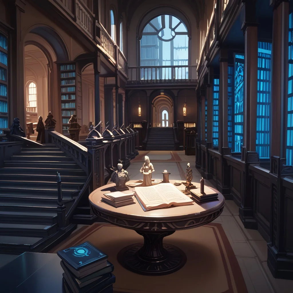 score_9, score_8_up, score_7_up, score_6_up, jedi temple, star wars, scenery, stairs, window, no humans, shadow, night, indoors, library, statues, table, archive, archives