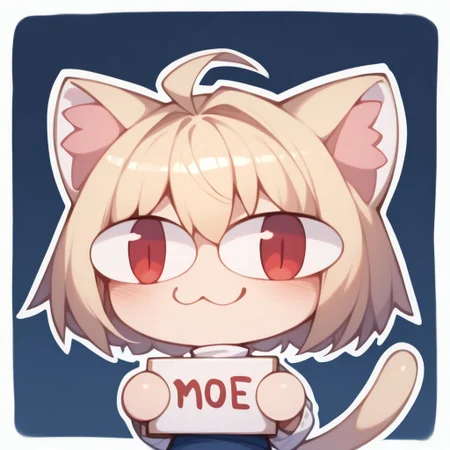 <lora:PeekingOut_pdxl_Incrs_v1:1>, ng_deepnegative_v1_64t, score_9, score_8_up, score_7_up, Expressiveh, very detailed, white outline, arms crossed, smug, high quality, necoarc, blonde hair, red eyes, slit pupils, cat ears, :3, chibi, turtleneck, tail, close up, white shirt, blue skirt, holding sign, hold up a sign saying (PILK PLZ)