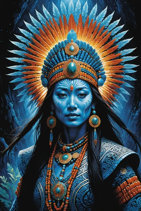 shaman by Noriyoshi Ohrai and Tran Nguyenin the style of Bess Hamiti