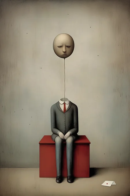 <lora:Gabriel Pacheco Style:1>Gabriel Pacheco Style - metaphorical Associative Card image or representation of sadness