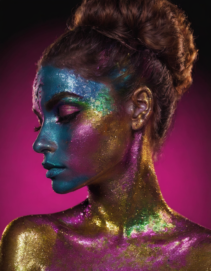 <lora:glitt3r:0.7>glitt3r a woman black background vibrant colors