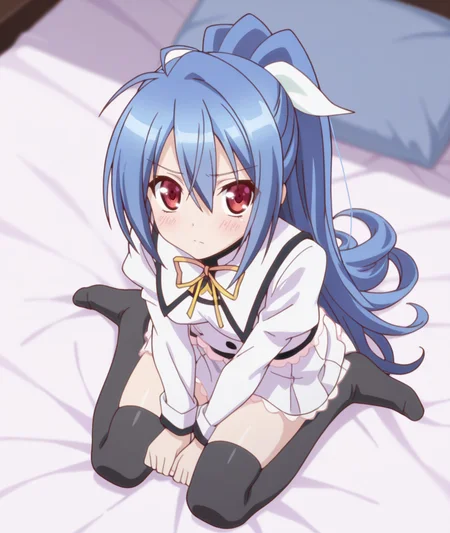 1girl,
BREAK solo,
BREAK wearing clothes,closed mouth,looking_at_viewer,
BREAK from above,full body,
BREAK
on bed BREAK
BREAK
BREAK
BREAK
BREAK anime coloring,
BREAK <lora:seirei tsukai no blade dance:1>,ellis fahrengart,school uniform,wariza,