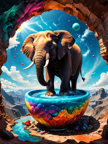 (((Elephants stomp their feet in unison, causing tectonic plates to shift and forming new mountain ranges overnight., Blinking ,37. Modern Artisanal Cocktail Bar with Molecular Mixology,)))
(((with exaggerated expressions))) With an Inflatable Pool Floatie: Ready for summer vibes! This fruit comes equipped with its own pool floatie because every snack deserves some relaxation time., Epic Climbing Perspectives: Scale high points (rooftops, cliffs) safely and shoot downward at vast landscapes below for breathtaking grandiosity in framing scale differences dramatically!.(dynamic:1.1),sun rays,(taken by 12.5mm fisheye lens:1.1),
(Vivid, HDR, Canon50, 8K, Hyper Realistic, Dramatic, Epic, Dynamic Contrast, Cinematic Lighting, increased brightness)(((Zoomed Out, Far away Shot))) = =. Epic dynamic lighting , vibrant,highly detailed,psychedelic,((Psychedelic, rainbow glow ))
((Vivid, Epic, Dynamic contrast)) (((Zoomed out, Far away shot, In frame)), (((Cinematic, Studio lighting, Contrast)))
<lora:juggernautXL_version6Rundiffusion:0.8><lora:rundiffusionXL_beta:0.8><lora:epicrealismXL_v5Ultimate:0.8><lora:crystalClearXL_ccxl:0.9><lora:extremely_detailed:0.8> extremely detailed
<lora:hyperkraximalism:0.6> hyperkraximalism<lora:QuadpipeQp_sdxlV2:0.4>
<lora:xl_more_art-full_v1:0.4> <lora:RMSDXL_Darkness_Cinema:0.2> <lora:Colour_Spaces_XL_V1:0.8> colour spaces, coloured spaces, - Generate images with sharp edges and fine details.
- Produce high-resolution images with no blurriness or distortions.
- Create images with clear and well-defined subjects.
- Ensure that the output images have crisp lines and distinct features.
- Generate images with vibrant colors and accurate tones.
- Avoid noise or artifacts in the generated images.
- Focus on producing clear textures and patterns in the images.
- Emphasize clarity and definition in all aspects of the generated images.
- Prioritize the sharpness and clarity of the main subjects in the images.
- Optimize the AI model to produce clear and visually appealing images., Wlop, By art germ, Ross tran