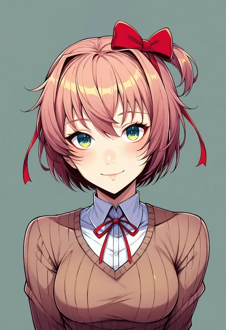 score_9, score_8_up, score_7_up, score_6_up, score_5_up, score_4_up, 1girl, sayori \(doki doki literature club\), short hair, hair bow, <lora:Sinozick_Style_XL_Pony:0.3> sinozick style,<lora:Taimanin_Yukikaze_BlackLilith_Artstyle_PonyXL:0.6> <lora:Line Art Style SDXL_LoRA_20r_20e_8i_nr32_a16_Pony Diffusion V6 XL:0.6>