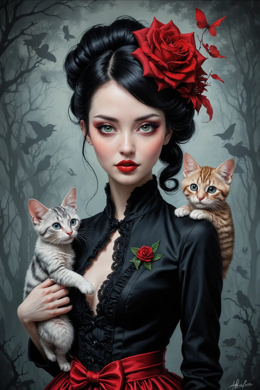 by Harumi Hironaka and David Yarrow in the style of Brian Mashburn and Mark Ryden