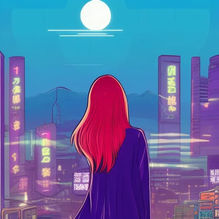 femboy in a long tshirt, punk makeup, digital illustration, 90s, tokyo sunset,rending on arstation, synthwave, city punk, vivid colors, rim lighting, wvebg1