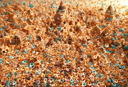 d0nu71f13d, made of doughnuts, Honeycomb Morph, honeycomb, Cliff House