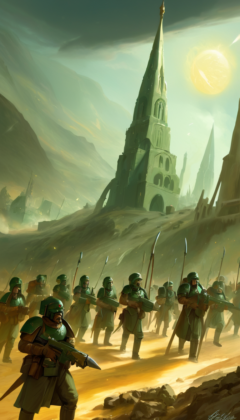 ethereal fantasy concept art of Astra militarum, scenery, detailed background, masterpiece, best quality, high quality, absurdres <lora:astra_militarum_xl_v1:1> . magnificent, celestial, ethereal, painterly, epic, majestic, magical, fantasy art, cover art, dreamy
