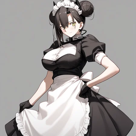 <lora:Takeuchi_Takashi_PonyXL_style_v01:1>
<lora:agent.pony:1>
score_9 , score_8_up , score_7_up , source_anime , 
masterpiece , best quality , ultra-detailed , 
BREAK
agent \(girls' frontline\), maid
1girl , woman , huge breasts , light smile , light blush , ((medusa (fate)):0.5)  , 
long black hair  , maid dress ,  
hand on hip