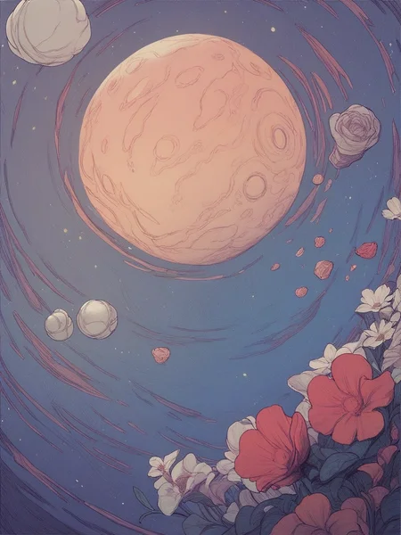 score_9. score_8_up, score_7_up, score_6_up, score_5_up, score_4_up,  <lora:m3y3rXLP:0.7> m3y3r, 1girl, flower, space