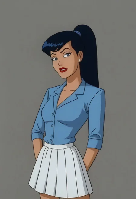 erotic comic parody, depraved [LoisLane_DCAU|bulma], blue hair, ponytail, lipstick, white skirt