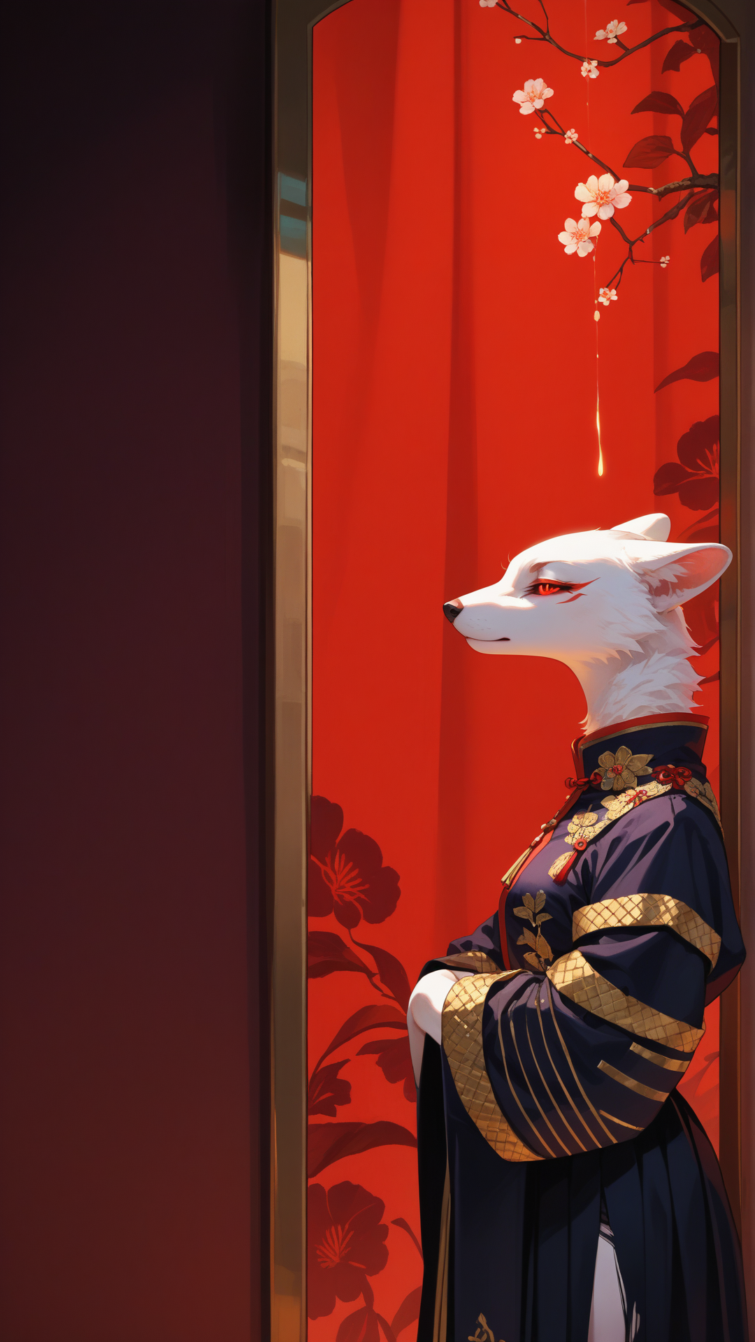 score_9, score_8_up, score_7_up, score_6_up, score_5_up, source_furry
closed eyes
1girl, solo, anthro jiangshi, ragged robes, decayed fur, glowing red eyes
long torn sleeve, rotting flesh showing, gold embroidery on edges
tattered ancient pants, blood dripping from thighs, pale feet visible
dry riverbed with smooth stones