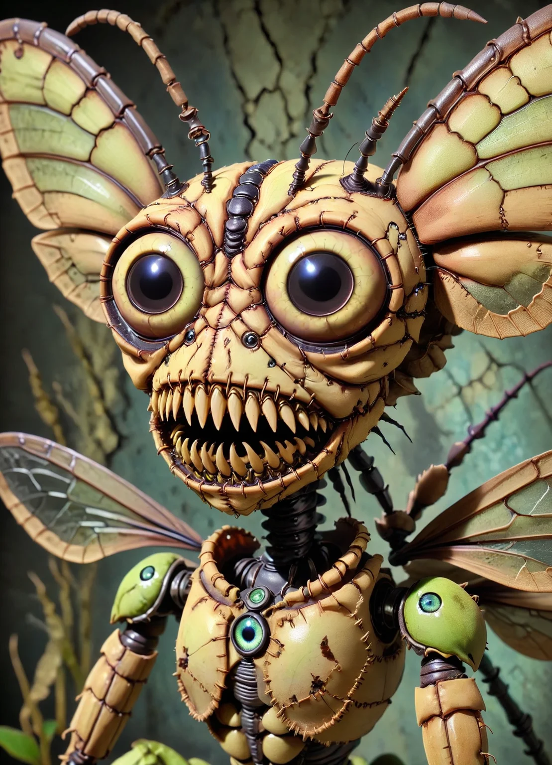 DonMCr33pyD0115XL female insectoid specie- insect-like being with segmented exoskeletons, multifaceted eyes, and antennae, , necklace, <lora:DonMCr33pyD0115XL:1>