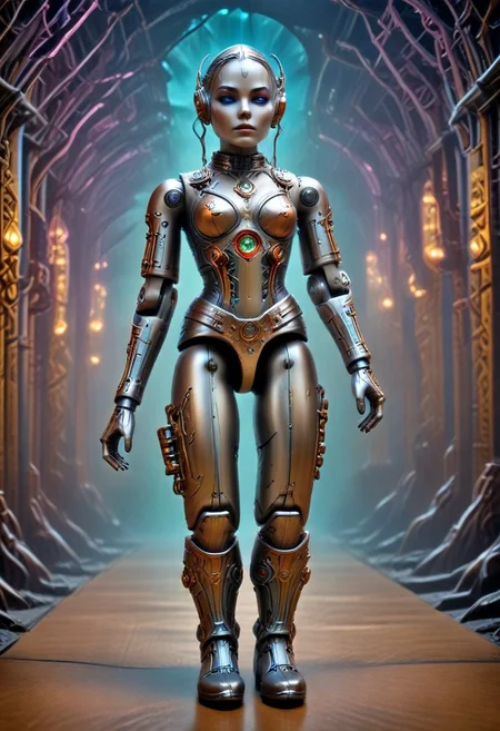realistic sexy steampunk female android, boots, miniature, hyper realistic, action figure, reality-shot, realism, realistic photography of a very detailed awesome robot, in a cyberpunk modern city environment, looking at viewer, magical landscape with enchanted elements, fantasy art style, modern theme, intricate details, ultra sharp, exquisite detail, flawless composition, vivid colors, masterpiece, exciting background, looking at viewer, solo, android fairy, oriental art nouveau, earrings, red lips, planet, looking away, 1girl, necklace, gradient, city lights, purple theme, moon, a full body hi tech fire entity girl with multicolored flames, hindu gods inspiration, geometrical, purple and blue lights, green and blue lightning flames, pink energy electric eyes, professional photography of an fantastical cyber creature made with neon circuit board, bright blue and green neon theme scene, insect wings, bioluminescence, firefly, rainbow glowing hair, dark skin, electric pink eyes, sexy fairy entity pixie goddess girl entirely made of glowing flames with whimsical lightning elements, gl0ww1re