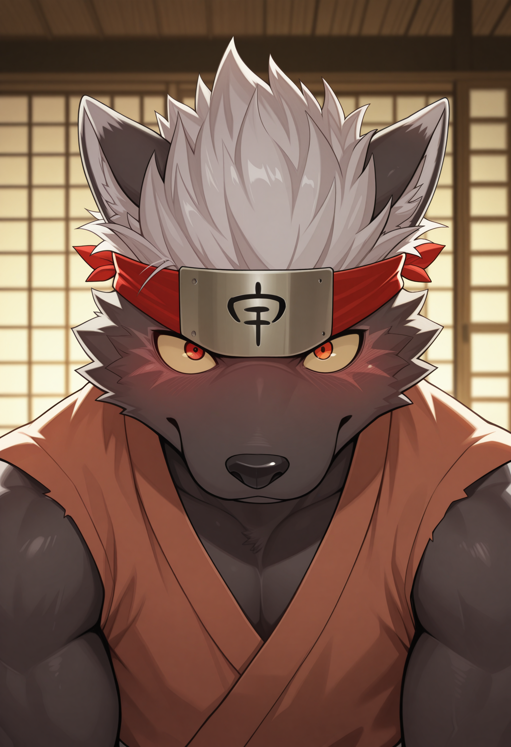 masterpiece, best quality, amazing quality, solo, 1boy, Tadatomotas, headband, sleeveless kimono, close-up