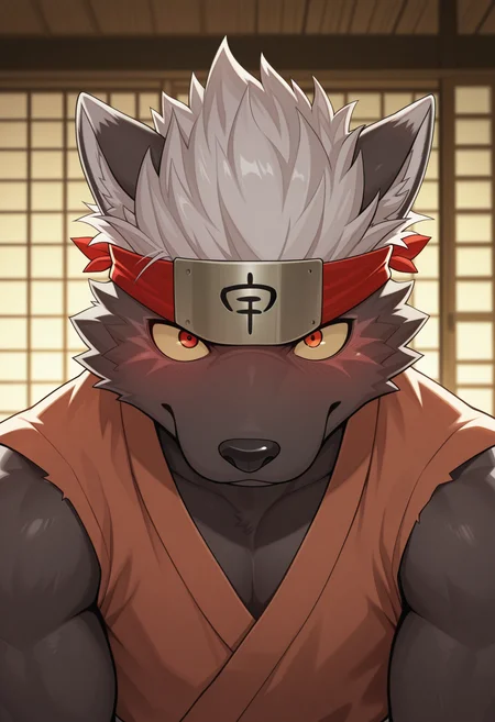 masterpiece, best quality, amazing quality, solo, 1boy, Tadatomotas, headband, sleeveless kimono, close-up