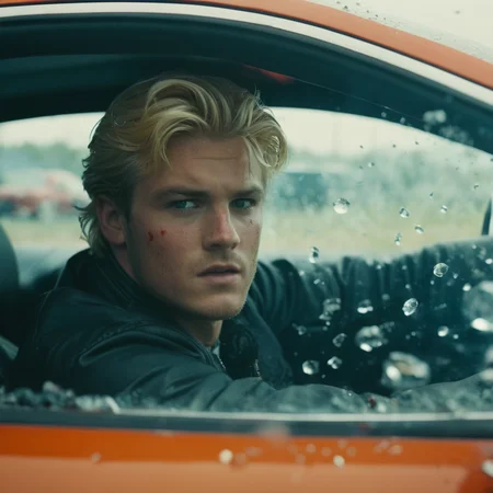 cinematic film still of <lora:casting shadow style v2:1>
a man sitting in a car with a window shattered,solo,looking at viewer,blonde hair,1boy,male focus,blood,bubble,blood on face,underwater,air bubble , impact, crash, explosion, destruction, strike, wreck, smash, exploding cars, wrecked cars, cinematic shot, film, different color, real, collision, road rage, sport cars, sports car, car race, dismembering, falling, flying, accident, disaster, cinematic explosion, chaos, disintegration, high speed, vehicle, different sports car, flying debris, Muzzle blast, broken glass, sports car style, shallow depth of field, vignette, highly detailed, high budget, bokeh, cinemascope, moody, epic, gorgeous, film grain, grainy