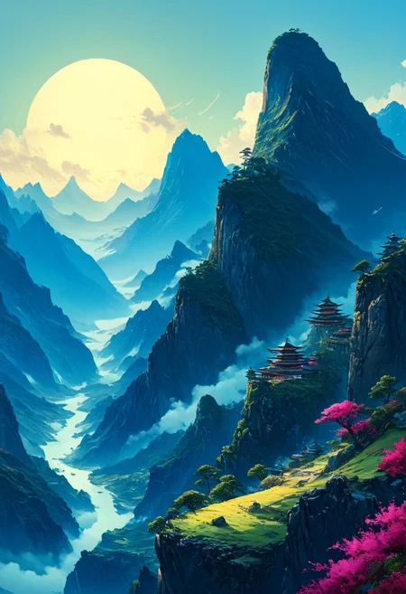 Game art, landscape of a Gosaikunda, quality, intricate, epic, fine artistic composition, detailed, inspired, set logical ambient background, dynamic cinematic color, beautiful, extremely rich detail