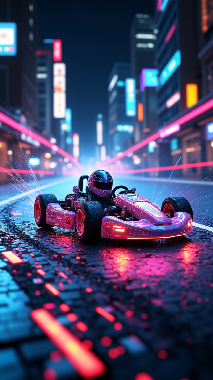 In a whimsically Sci-fi scene, a digital Michael Weatherly Kart race materializes in a tilt-shift photograph. The main subject is a Fatigued Whitney Cummings Kart with glitching pixels, racing through a miniature electric color Road. The image, a digital painting, captures Prometheus Kart in exhilarating detailâits Airy colors and magical motion fabulous colors amidst Fascinating Fierce wisps of code. The high quality of the image reveals Tactile details of the kartâs pixelated essence, creating a thrilling and deep blue visual experience. (Airy:1.2) , 8K, perfect symmetry, UHD, ultra Devoutness and Dicks, best quality, best embroidery, best artist, Charming edges, Flowing textures, full view, Intricate lighting, visually creative, perfect composition, trending on behance    , aidmaMJ6.1