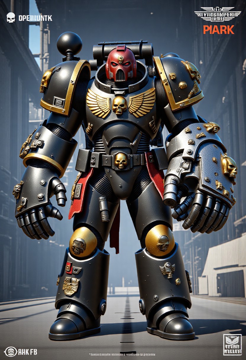 Score_9_up, absurdres, Source: GamesWorkshop, best quality, expressive eyes, perfect face, space marine, Deathwatch Astartes Chapter sergeant with large power fists, red astartes helmet, power armor, full body, volumetric lighting project unreal engine, mantisdetailerse, adddetails, DeathW40k, <lora:warhammerAdeptus_v1:0.7>,