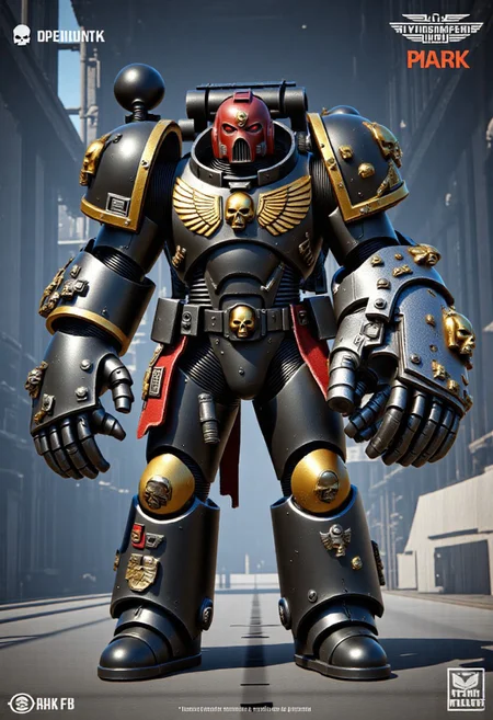 Score_9_up, absurdres, Source: GamesWorkshop, best quality, expressive eyes, perfect face, space marine, Deathwatch Astartes Chapter sergeant with large power fists, red astartes helmet, power armor, full body, volumetric lighting project unreal engine, mantisdetailerse, adddetails, DeathW40k, <lora:warhammerAdeptus_v1:0.7>,
