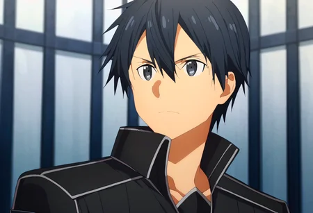 score_9, <lora:kirito:1> kirito, black knight, 1boy, anime coloring, black eyes, black hair, hair between eyes, kirito, male focus, portrait, solo