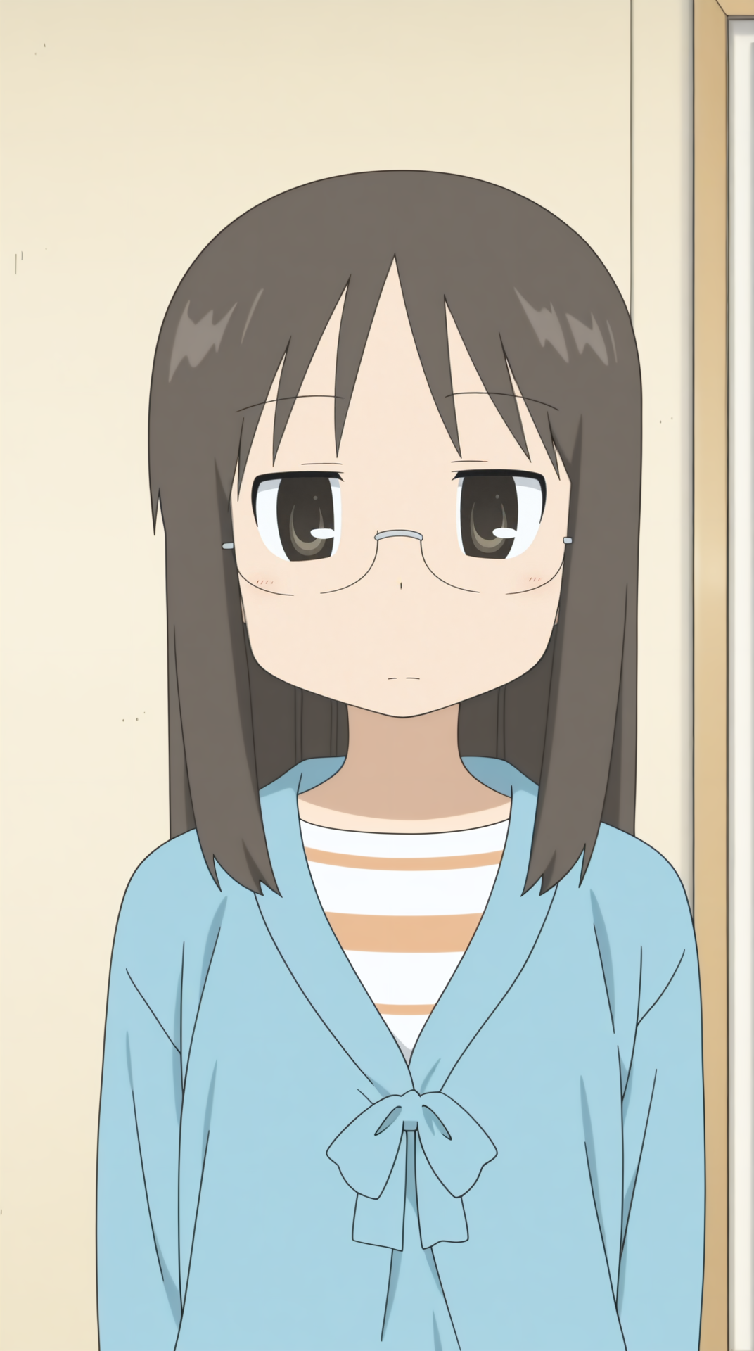 minakami mai, glasses, anime coloring <lora:Nichijou-minakami_mai-illu:0.8>